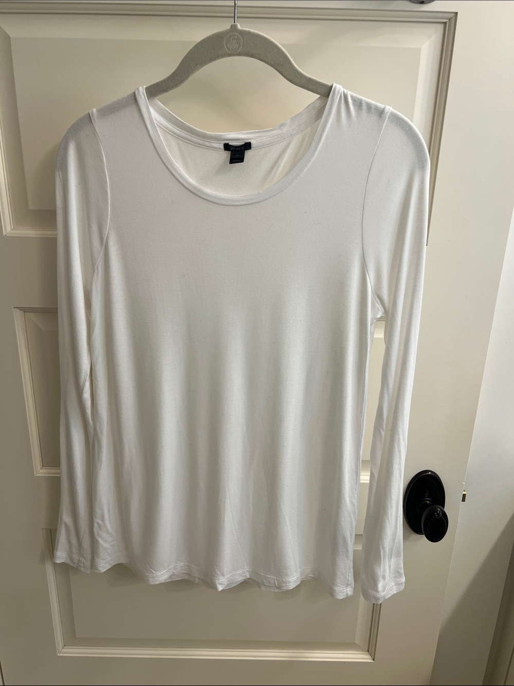 J. Crew White Scoop Neck Long Sleeve Top